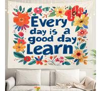 Shrahala Embrace Daily Growth Seek Knowledge - Tapiz de pared, aprende con alegría, búsqueda de sabiduría, tapiz grande para colgar en la pared, decoración de fibra de poliéster, dobladillo blanco