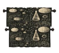 Shrahala Equipo de laboratorio científico, cortinas cortas opacas para ventanas, cuerpos celestes, juego de cenefas de cocina matemáticas, cortinas de baño con aislamiento térmico, paquete de 2