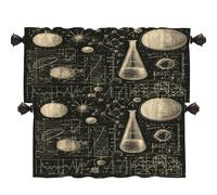 Shrahala Equipo de laboratorio científico, cortinas cortas opacas para ventanas, cuerpos celestes, juego de cenefas de cocina matemáticas, cortinas de baño con aislamiento térmico, paquete de 2