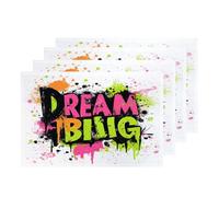 Shrahala Reach For Stars - Manteles individuales altos con diseño de estrellas Believe In Yourself Set Goals - Juego de 4 manteles individuales de arpillera lavable de doble cubierta para mesa de