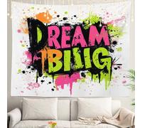 Shrahala Reach For Stars - Tapiz de pared alto, cree en ti mismo, para colgar en la pared, tapiz grande de fibra de poliéster, dobladillo blanco alrededor para dormitorio, dormitorio, 39 x 59 pulgadas