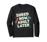 Shred Now Adult Later Funny Snowboard Mountain Snow Manga Larga