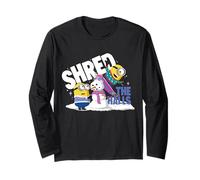 Shred The Halls Minion Snowboard Diversión Navidad Manga Larga