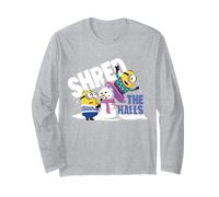 Shred The Halls Minion Snowboard Diversión Navidad Manga Larga