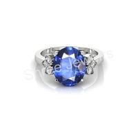 Shree Jewelrs - Anillo ajustable de zafiro azul de 9,25 quilates, original y certificado, natural Neelam, sin calefacción y sin tratar, para regalo para hombre y mujer, modelo AAA3, metal, zafiro,