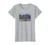 Shrek & Donkey Wait What Camiseta, Mujer, Gris Jaspeado, L