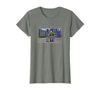 Shrek & Donkey Wait What Camiseta, Mujer, Verde Militar Jaspeado, XS