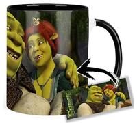 Shrek & Fiona Taza Interior y Asa Negra Ceramica Mug