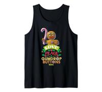 Shrek Gingy Love Peace Gumdrop Buttons Candy Cane Camiseta sin Mangas