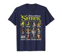 Shrek Iconic Shrek Yearbook Looks Group Shot Chest Panels Camiseta, Hombre, Azul Marino, 3XL
