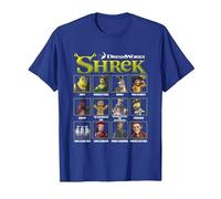 Shrek Iconic Shrek Yearbook Looks Group Shot Chest Panels Camiseta, Hombre, Azul Real, 3XL