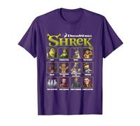 Shrek Iconic Shrek Yearbook Looks Group Shot Chest Panels Camiseta, Hombre, Morado, 3XL