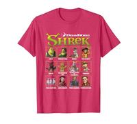 Shrek Iconic Shrek Yearbook Looks Group Shot Chest Panels Camiseta, Hombre, Rojo Jaspeado, 3XL