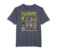 Shrek Iconic Shrek Yearbook Looks Group Shot Chest Panels Camiseta, Hombre Tallas Grandes, Azul Jaspeado, 4X Alto