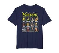 Shrek Iconic Shrek Yearbook Looks Group Shot Chest Panels Camiseta, Hombre Tallas Grandes, Azul Marino, 4X Alto