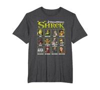 Shrek Iconic Shrek Yearbook Looks Group Shot Chest Panels Camiseta, Hombre Tallas Grandes, Jaspeado Oscuro, 4X Alto