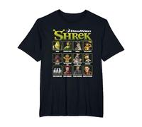 Shrek Iconic Shrek Yearbook Looks Group Shot Chest Panels Camiseta, Hombre Tallas Grandes, Negro, 4X Alto