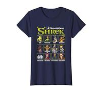 Shrek Iconic Shrek Yearbook Looks Group Shot Chest Panels Camiseta, Mujer, Azul Marino, 3XL