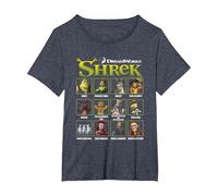 Shrek Iconic Shrek Yearbook Looks Group Shot Chest Panels Camiseta, Mujer Tallas Grandes, Azul Jaspeado, 1XL Grande