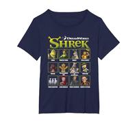 Shrek Iconic Shrek Yearbook Looks Group Shot Chest Panels Camiseta, Mujer Tallas Grandes, Azul Marino, 4XL Grande