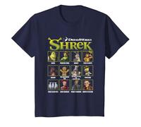 Shrek Iconic Shrek Yearbook Looks Group Shot Chest Panels Camiseta, Niños, Azul Marino, 6 años