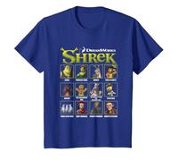 Shrek Iconic Shrek Yearbook Looks Group Shot Chest Panels Camiseta, Niños, Azul Real, 2 años