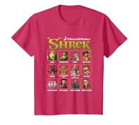 Shrek Iconic Shrek Yearbook Looks Group Shot Chest Panels Camiseta, Niños, Rojo Jaspeado, 4 años