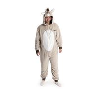 Shrek Mono Unisex Beige de Forro Polar con Estampado de Burro | Ropa de Estar por casa con Capucha 3D y Cremallera | Ideal para Fiestas de Disfraces y Noches de Cine