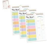 Shrewdful Handmade Bound Weekly Detachable Diet Plan Sheet, Weekly Meal Planner Notebook, 52 Sheets Double Helix Tear-Off Shopping List, for Week to do List and Schedule (C,3PCS)