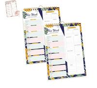 Shrewdful Handmade Bound Weekly Detachable Diet Plan Sheet, Weekly Meal Planner Notebook, 52 Sheets Double Helix Tear-Off Shopping List, for Week to do List and Schedule (D,2PCS)