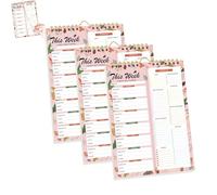 Shrewdful Handmade Bound Weekly Detachable Diet Plan Sheet, Weekly Meal Planner Notebook, 52 Sheets Double Helix Tear-Off Shopping List, for Week to do List and Schedule (E,3PCS)