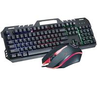 SHRGOMPIT Combinación de Teclado y ratón mecánicos RGB for Juegos con Interruptor Azul de 104 Teclas