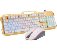 SHRGOMPIT Combinación de Teclado y ratón mecánicos RGB for Juegos con Interruptor Azul de 104 Teclas