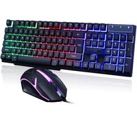 SHRGOMPIT Combo de ratón y Teclado mecánico RGB for Juegos, 104 Teclas, interruptores Azules, teclados USB con Cable, ratón programable for Juegos con Windows y USB.