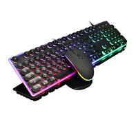 SHRGOMPIT Combo de Teclado y ratón for Juegos con Cable, Teclado for Juegos con retroiluminación RGB, Teclas Multimedia, reposamuñecas y ratón for Juegos con retroiluminación roja.