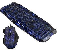 SHRGOMPIT Combo de Teclado y ratón for Juegos con Cable USB, Colores agrietados, luz LED Que Cambia de Color, retroiluminación, ratón for Juegos de 7 Botones, Resistente al Polvo y al Agua.