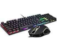 SHRGOMPIT Combo de Teclado y ratón mecánico for Juegos, Conjunto de Teclado y ratón con retroiluminación LED RGB for Jugadores de PC con Windows y Mac.