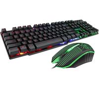 SHRGOMPIT Combo de Teclado y ratón mecánico RGB for Juegos, 104 Teclas, retroiluminación LED, teclados USB con Cable for PC, Ordenador de Escritorio