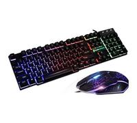 SHRGOMPIT Combos de Teclado y ratón for Juegos T6 Rainbow LED Backlight USB ergonómico con Teclado y ratón for Juegos con Alfombrilla for ratón for PC portátil