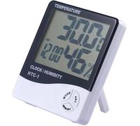 SHRGOMPIT Medidor electrónico digital de temperatura y humedad con pantalla LCD, termómetro higrómetro for interiores y exteriores, estación meteorológica y reloj.