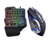 SHRGOMPIT Teclado for una Mano for Juegos móviles: Juego de artefactos Eat Chicken/ratón for Zurdos. Teclado y ratón for Juegos con retroiluminación Colorida for una Mano.
