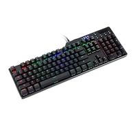 SHRGOMPIT Teclado mecánico for Juegos con Cable, con Perilla Multimedia y retroiluminación RGB, for Oficina, hogar y Escuela.