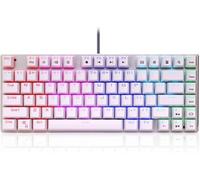 SHRGOMPIT Teclado mecánico for Juegos de PC con retroiluminación LED RGB, 81 Teclas, Cable USB, Interruptor Azul y retroiluminación RGB.(White)