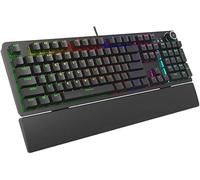 SHRGOMPIT Teclado mecánico RGB con Control de Volumen y reposamuñecas extraíble - Teclado con Cable for Juegos for PC, Gamer, computadora de Escritorio