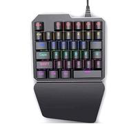 SHRGOMPIT Teclado portátil for Juegos, pequeño, con Cable USB, 35 Teclas, for una Sola Mano, retroiluminación RGB Colorida, for Juegos de computadora.