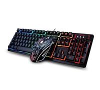 SHRGOMPIT Teclado y ratón for Juegos, combinación de ratón y Teclado for Juegos con Cable USB retroiluminado, Letras Brillantes, retroiluminación de Color, Teclado y ratón con iluminación