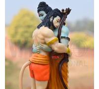 Shri Ram & Hanuman Murti de gran tamaño para el hogar | Rey de Ayodhya con Ram Hug Hanuman Idol | Estatua de Dhanushdhari Raja Ram Lalla para habitación Pooja, decoración del hogar del templo del