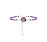 Shrieking Violet Pulsera redonda de plata de ley 925 con flores reales de ante vegano, talla única, Resina