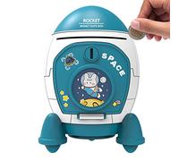 SHRIGM Cohetes, Tarro Dinero con patrón Astronauta Conejito, Adornos Dibujos Animados con Pegatinas Gran Espacio Cabina Grane Interruptor Llave para niños Juguete