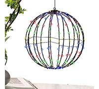 SHRIGM Esferas iluminadas Plegables - Luces naviñas al Aire Libre para árboles | Luces jardín, Luces Globo Metal Navidad, Multicolor para jardín, árbol, Patio, Porche